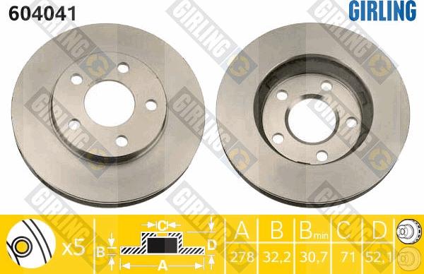 Girling 6040411 - Спирачен диск vvparts.bg