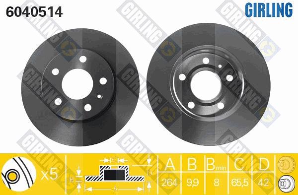 Girling 6040514 - Спирачен диск vvparts.bg