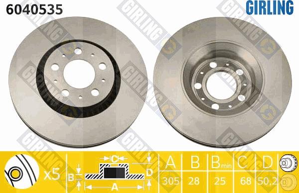 Girling 6040535 - Спирачен диск vvparts.bg