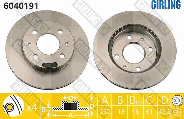 Girling 6040191 - Спирачен диск vvparts.bg