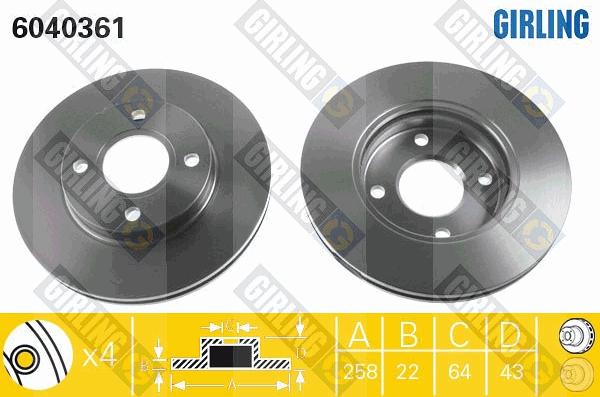 Girling 6040361 - Спирачен диск vvparts.bg