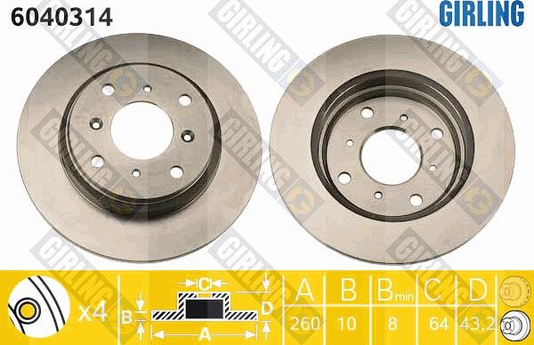 Girling 6040314 - Спирачен диск vvparts.bg