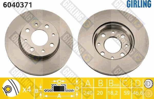 Girling 6040371 - Спирачен диск vvparts.bg