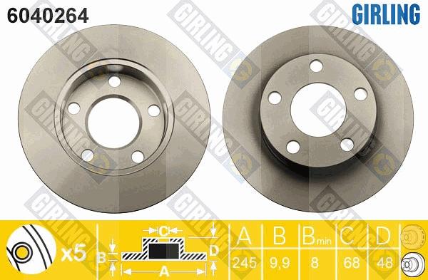 Girling 6040264 - Спирачен диск vvparts.bg