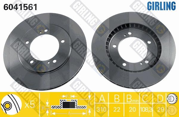 Girling 6041561 - Спирачен диск vvparts.bg