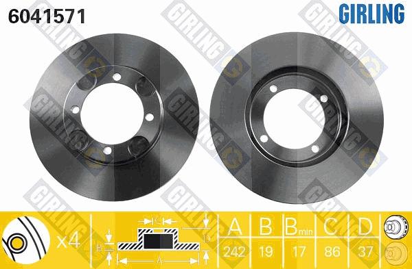 Girling 6041571 - Спирачен диск vvparts.bg