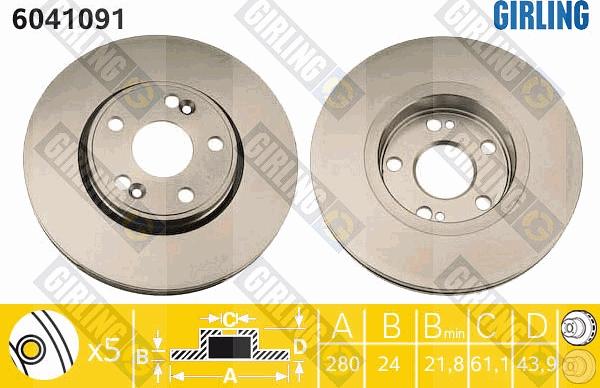 Girling 6041091 - Спирачен диск vvparts.bg