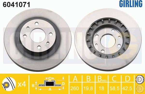 Girling 6041071 - Спирачен диск vvparts.bg