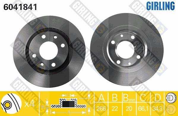 Girling 6041841 - Спирачен диск vvparts.bg