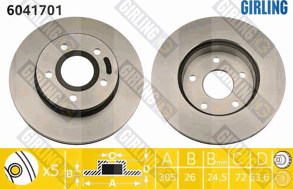 Girling 6041701 - Спирачен диск vvparts.bg