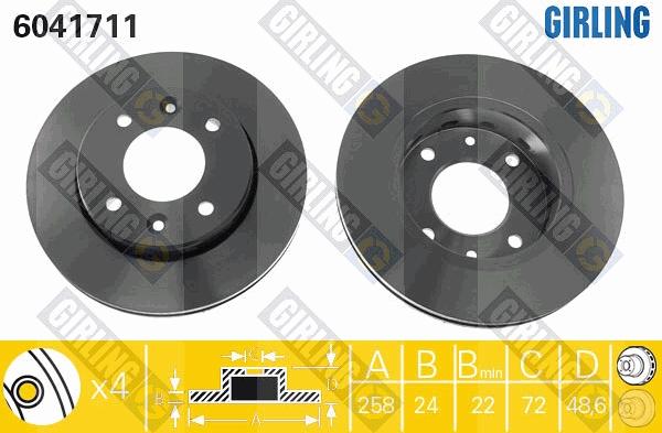 Girling 6041711 - Спирачен диск vvparts.bg