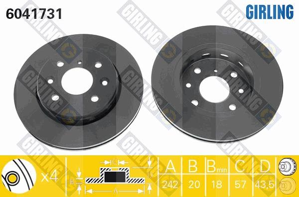 Girling 6041731 - Спирачен диск vvparts.bg