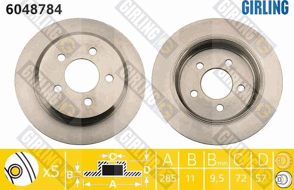 Girling 6048784 - Спирачен диск vvparts.bg