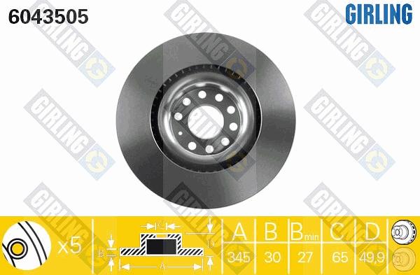 Girling 6043505 - Спирачен диск vvparts.bg