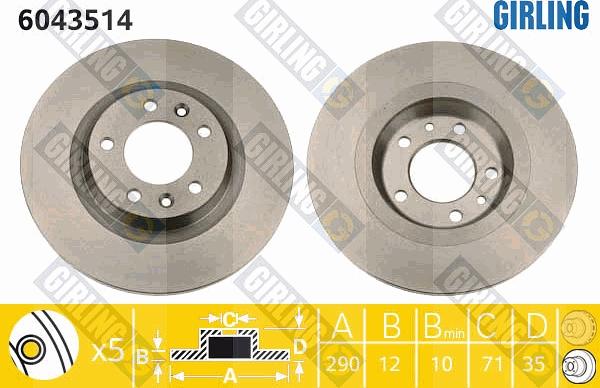 Girling 6043514 - Спирачен диск vvparts.bg