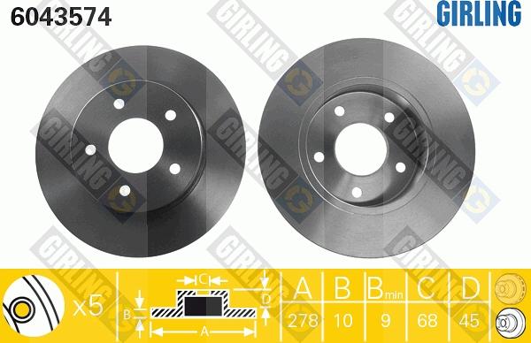 Girling 6043574 - Спирачен диск vvparts.bg