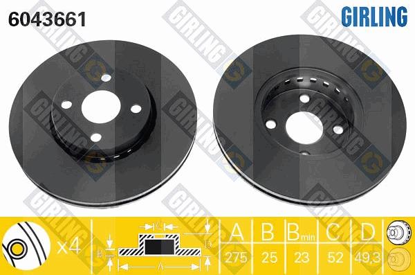 Girling 6043661 - Спирачен диск vvparts.bg