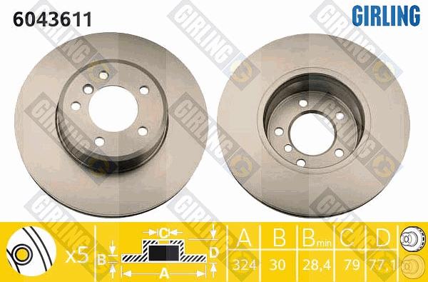 Girling 6043611 - Спирачен диск vvparts.bg