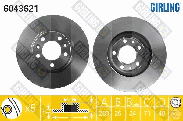 Girling 6043621 - Спирачен диск vvparts.bg