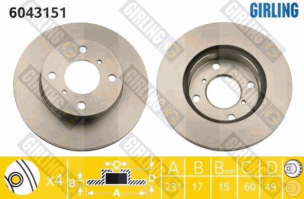 Girling 6043151 - Спирачен диск vvparts.bg