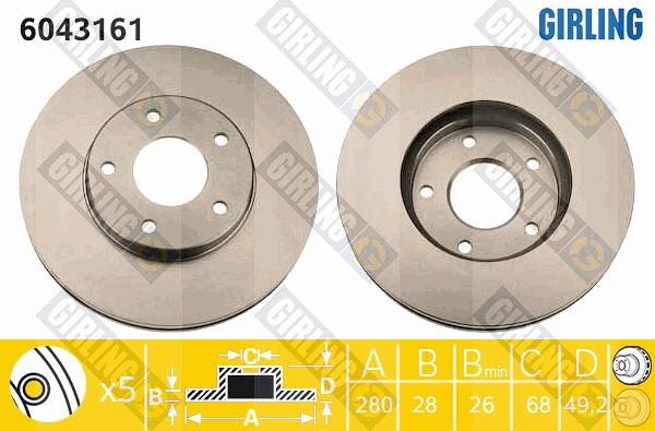 Girling 6043161 - Спирачен диск vvparts.bg