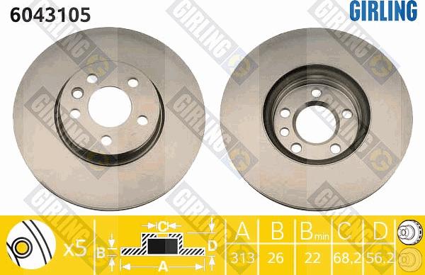 Girling 6043105 - Спирачен диск vvparts.bg