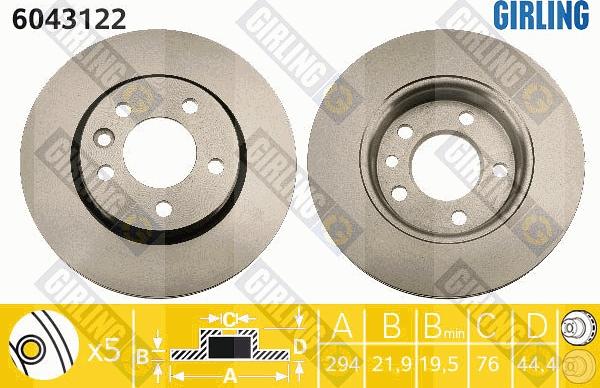 Girling 6043122 - Спирачен диск vvparts.bg