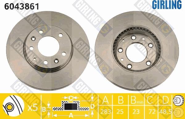 Girling 6043861 - Спирачен диск vvparts.bg