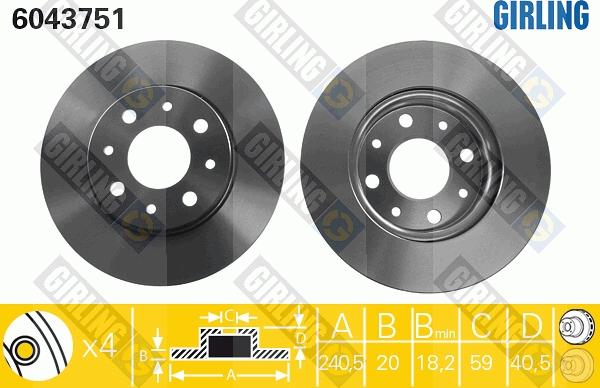 Girling 6043751 - Спирачен диск vvparts.bg