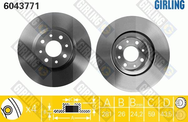 Girling 6043771 - Спирачен диск vvparts.bg