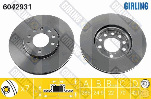 Girling 6042931 - Спирачен диск vvparts.bg