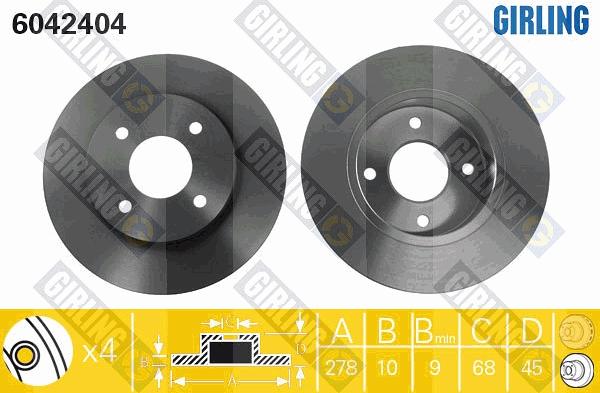 Girling 6042404 - Спирачен диск vvparts.bg