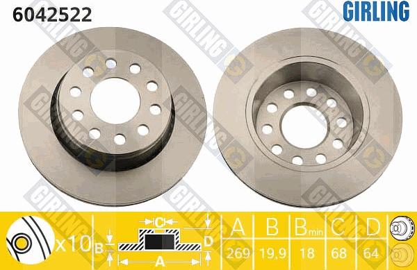 Girling 6042522 - Спирачен диск vvparts.bg