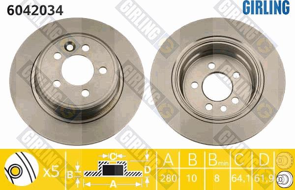 Girling 6042034 - Спирачен диск vvparts.bg