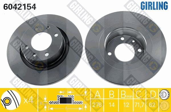 Girling 6042154 - Спирачен диск vvparts.bg