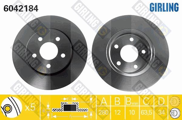 Girling 6042184 - Спирачен диск vvparts.bg