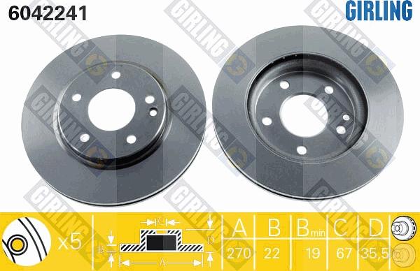 Girling 6042241 - Спирачен диск vvparts.bg