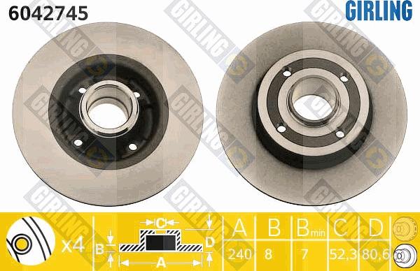 Girling 6042745 - Спирачен диск vvparts.bg