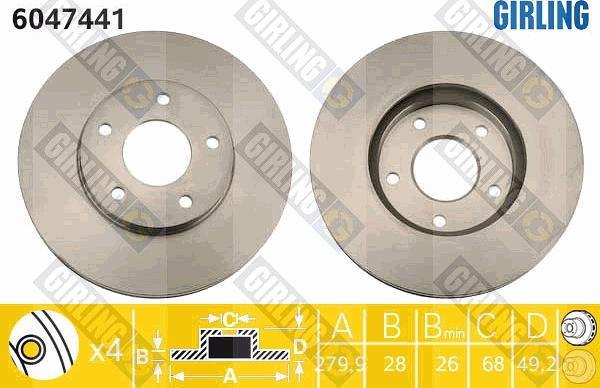 Girling 6047441 - Спирачен диск vvparts.bg