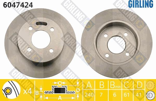 Girling 6047424 - Спирачен диск vvparts.bg