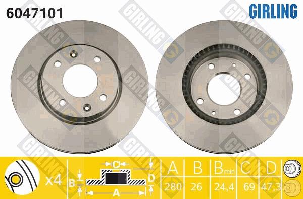 Girling 6047101 - Спирачен диск vvparts.bg