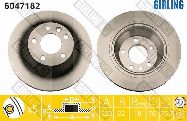 Girling 6047182 - Спирачен диск vvparts.bg