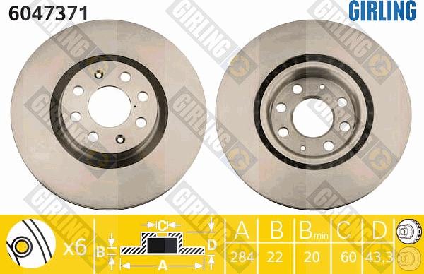 Girling 6047371 - Спирачен диск vvparts.bg