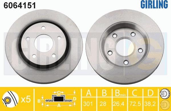 Girling 6064151 - Спирачен диск vvparts.bg