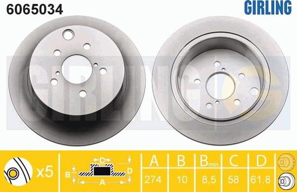 Girling 6065034 - Спирачен диск vvparts.bg