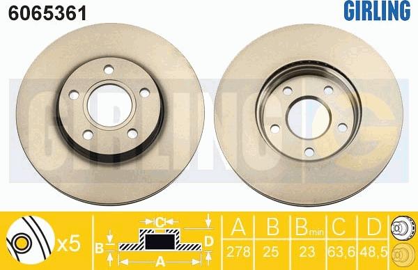 Girling 6065361 - Спирачен диск vvparts.bg