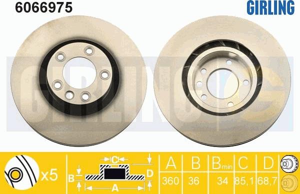 Girling 6066975 - Спирачен диск vvparts.bg