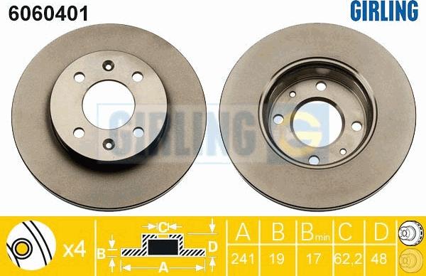 Girling 6060401 - Спирачен диск vvparts.bg