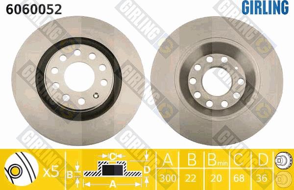 Girling 6060052 - Спирачен диск vvparts.bg