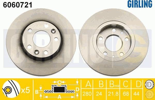 Girling 6060721 - Спирачен диск vvparts.bg